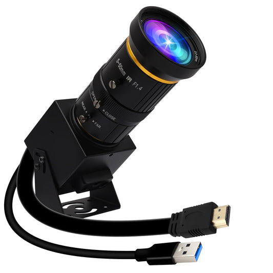 ALPCAM 4K HDMI USB Camera, 60fps High Speed USB3.0 Camera with CS-Mount 5-50mm Telephoto Lens, H.264 Zoom Digital Video Confereces Webcam for Windows Linux Android Mac OS