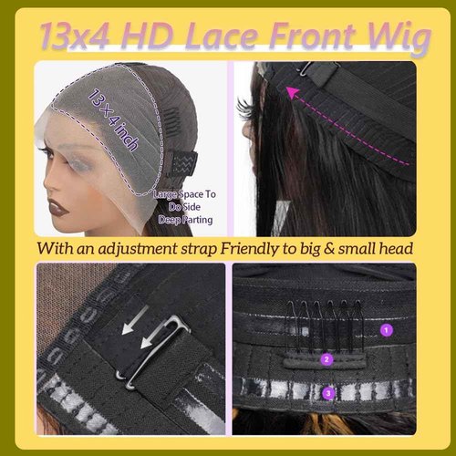 Lace Front Bob Wigs Human Hair 13x4 HD Lace Frontal Straight Bob Wig Human Hair Glueless HD Transparent Bob Wigs for Black Women 14 Inch Human Hair Natural Black Wig with Baby Hair 180% Density