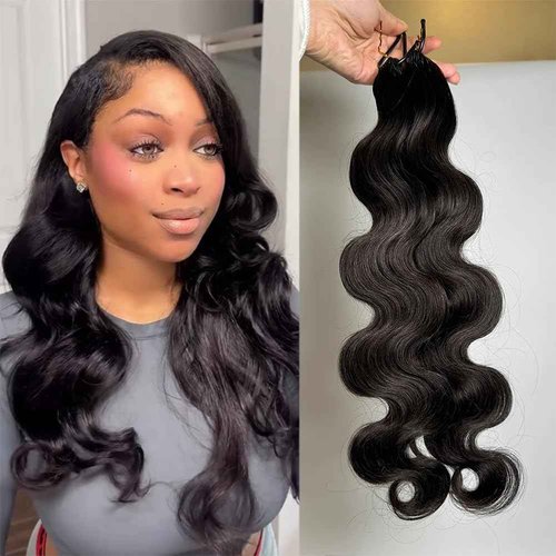 Body Wave Pre Separated Crochet Human Hair Braids Extensions Body Wave Brazilian Virgin Hair for Boho Braiding Knotless Feather Hair Extensions For Black Women Natural Color 22inch 60g