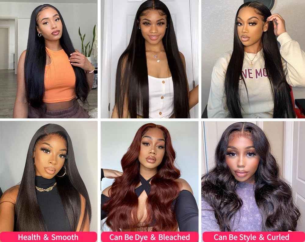 Genrein 10A Peruvian Straight Human Hair 3 Bundles Deals 18 20 22 Inch 100% Unprocessed Virgin Straight Hair Weave Bundles 1B Color for Black Women