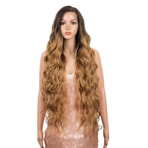 Style Icon Easy-360 Lace Wigs 36" Big Curl Free Part Lace Frontal Wigs Super Long Multi-Layered Synthetic Wig (36 Inches, TT6/26Q)