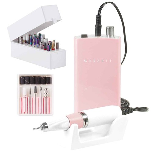 Makartt Nail Drill Bits Holder Dustproof Stand Displayer Bundle With MALORY 30000RPM Rechargeable Nail Drill Machine