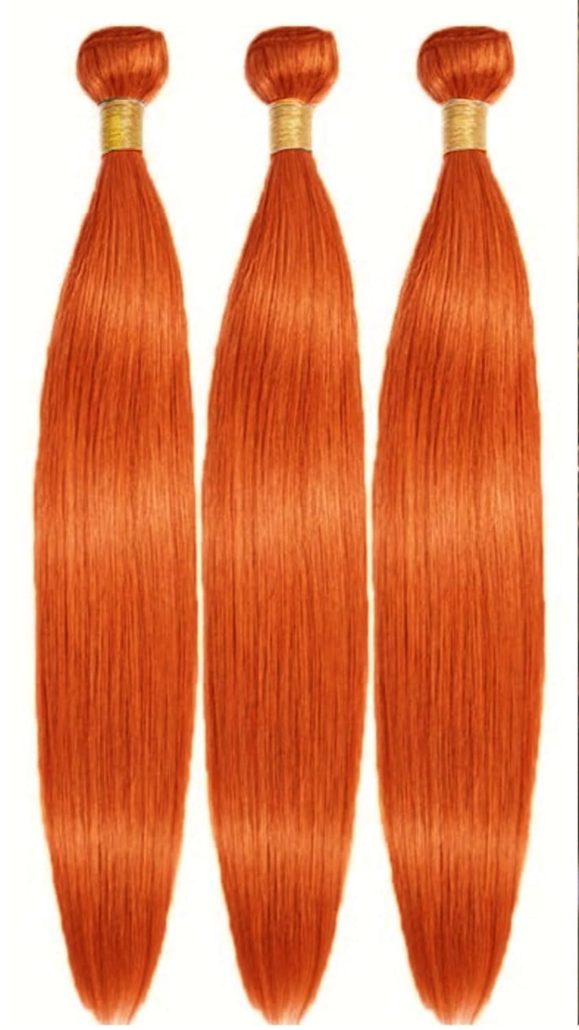 Giginger Brazilian Human Hair Bundles 16 18 20 inch Orange Straight Bundles 350 Color Ginger Orange Unprocessed Virgin Quick Weave Hair for Black Women