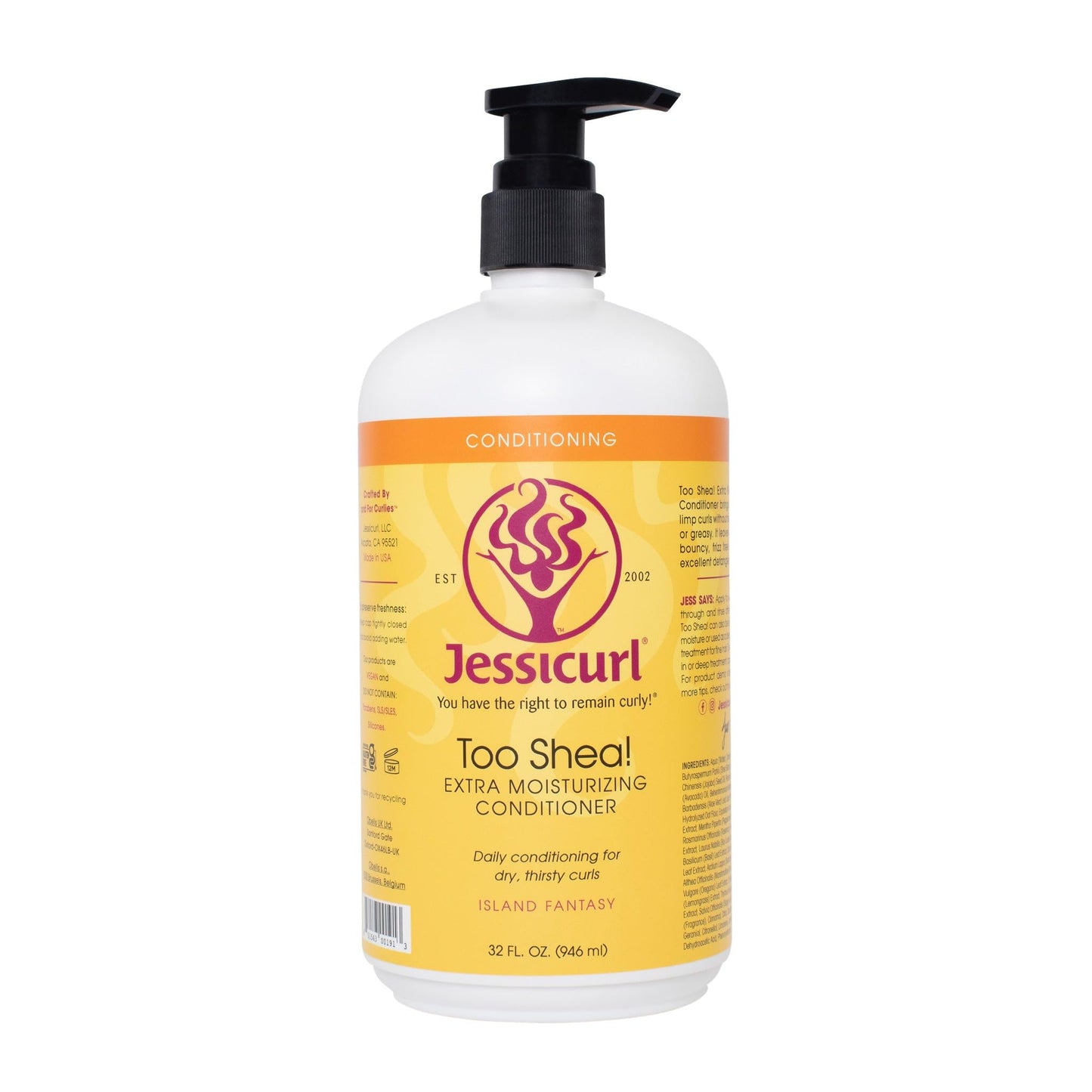 Jessicurl, Too Shea! Extra Moisturizing Conditioner for Curly Hair, Island Fantasy, 32 Fl oz. Leave in Conditioner for Dry Hair, Anti Frizz Hair Products