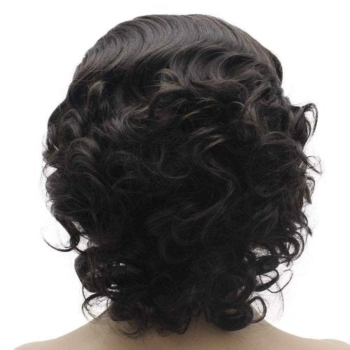 Lushy Lace Front Synthetic Short Wavy Black and Brown Mix Wig - Heat Friendly Heavy Density Stylish