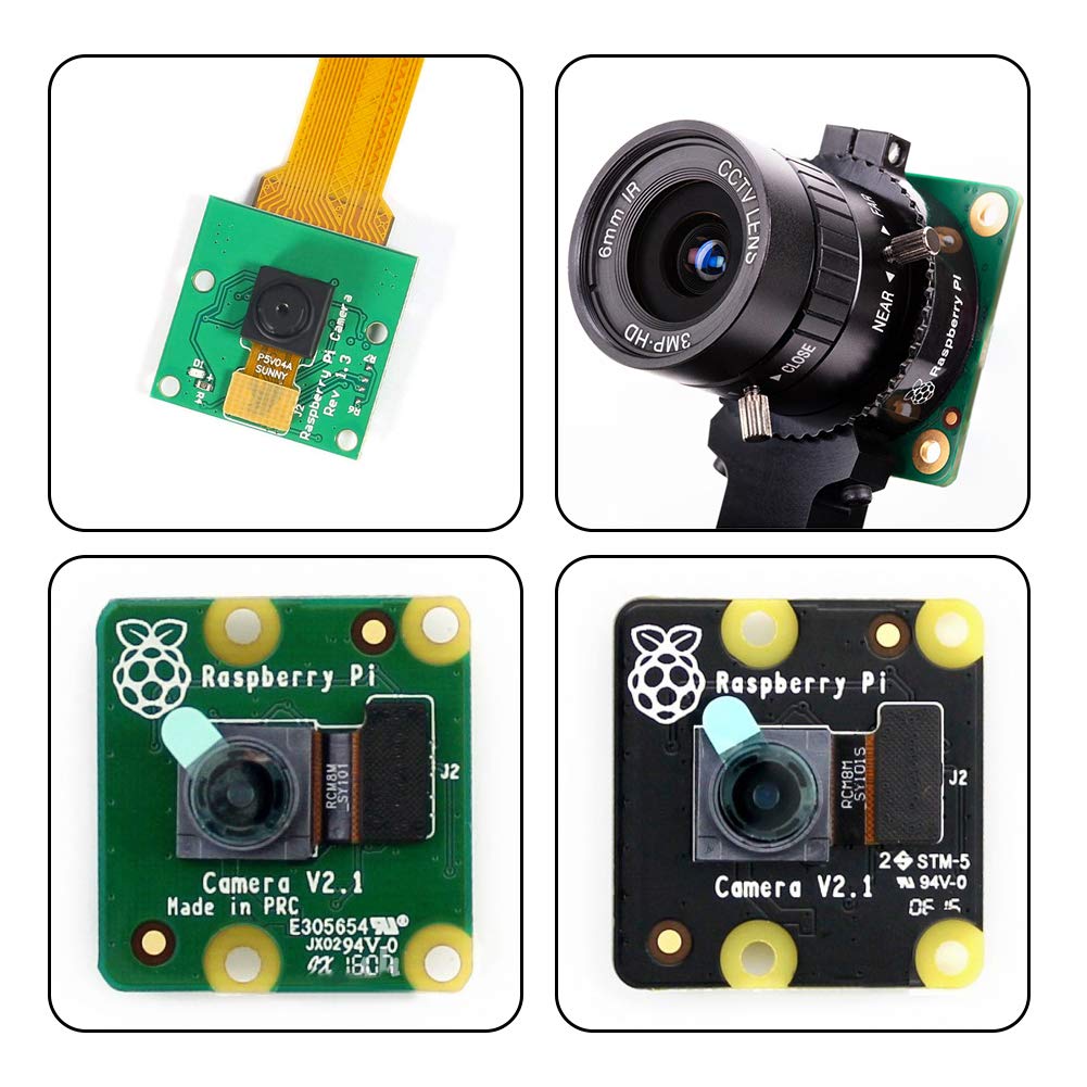 Aokin for Raspberry Pi Camera Cable, Ribbon Flex Extension Cable Set (7 Pcs), 5.90/11.81/19.68/39.37/78.74in White Cable for Pi A/B/B+, 2, 3 3B+, 4; 6.30/11.81in Golden Cable for Pi Zero/Zero w