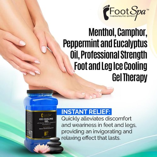 Foot SPA - Massage Cooling Gel for Pedicure Treatment with Menthol, Camphor, Peppermint and Eucalyptus Oil, Professional Strength Foot and Leg Ice Cooling Gel Therapy