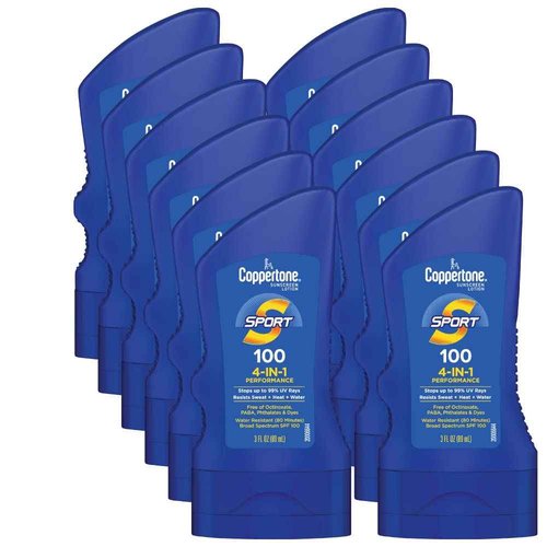 Coppertone SPORT Sunscreen Lotion Broad Spectrum SPF 100 (3 Fluid Ounce) (Packaging may vary) (Pack of 12)