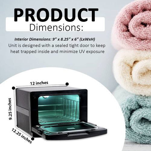 West Ivory 2 in 1 Portable Hot Towel Warmer and UV Treated Hygienic Cabinet, 7.5L Capacity, Fitting up to 12 Towels, For Yoga Studios, Barbers and Hotels, Salons - Black