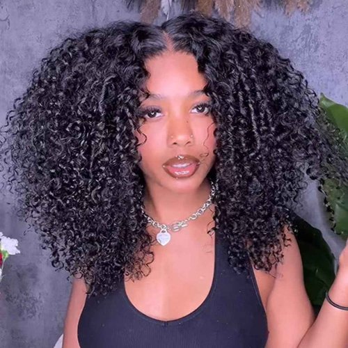 WestKiss Curly Wigs Human Hair Lace Front Wigs Kinky Curly 4x7 Closure Wig Pre Cut Lace Ready To Go Glueless Wigs Human Hair Bleached Knots Pre Plucked Human Hair Lace Front Wig 14 Inch