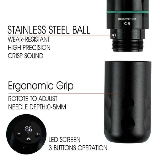 Knight2Pro Tattoo Gun Kit, Professional Tattoo Gun, 8H-Work No Overheating Tattoo Pen, USA Black Ink for Lining Shading, 32* Top-Notch 316 Cartridge Needles, Direct Skin Tattooing Professionals