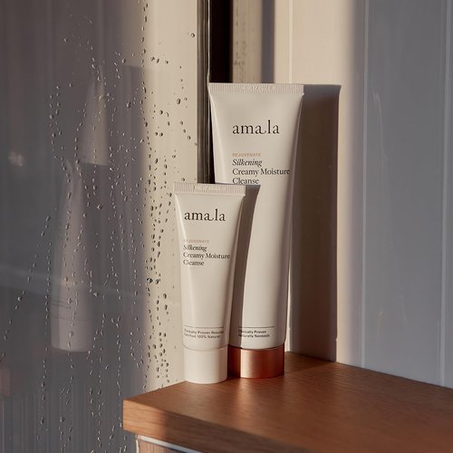 Amala Silkening Creamy Moisture Cleanse - Gentle Facial Cleanser Dissolves Impurities, Lifts Makeup, Clears Pore-Clogging Debris - AHAs & Plant Seed Oils (150ml)