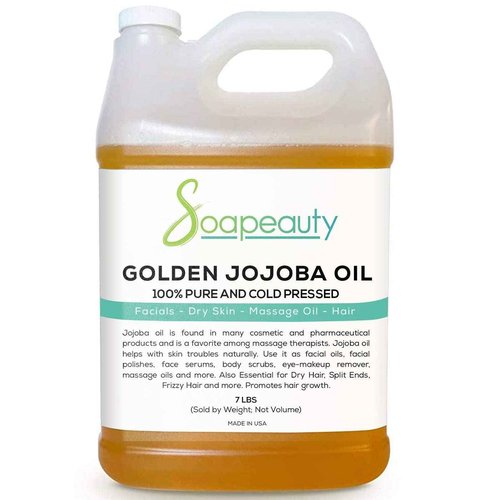 Soapeauty Golden Jojoba Oil | 100% Pure & Natural | Unrefined, Cold Pressed, Hexane Free | Moisturizing Oil for Skin, Face, Hair & Nails | 7 Lb