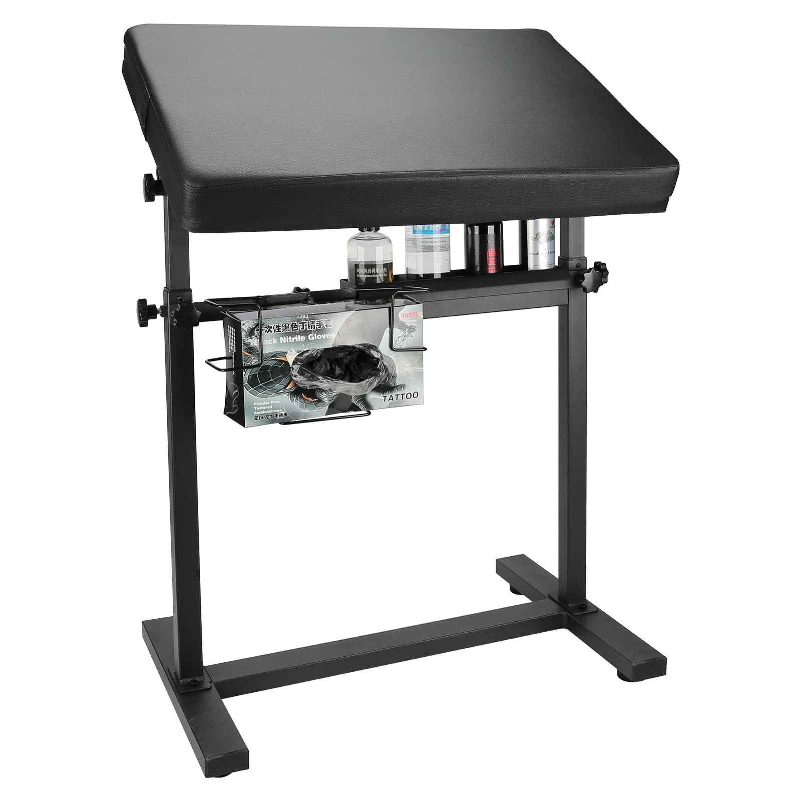 Hombtce Tattoo Arm Rest XL, Multifunctional Tattoo Arm Rest Stand, Base Structure w/Strong Stability, With Glove Rack, Pigments Rack, Quick installation, Adjustable Height