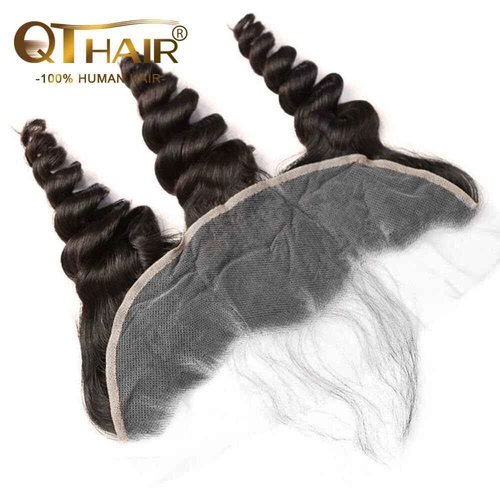 QTHAIR 16A 13x4 HD Lace Frontal Human Hair Loose Wave Frontal Pre Plucked with Baby Hair Ear to Ear Transparent Lace Closure 100% Unprocessed Brazilian Virgin Human Hair (20inch)