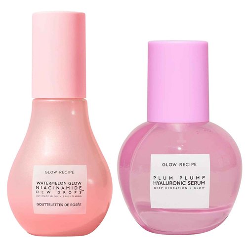Glow Recipe Hydrate + Plump Duo - Watermelon Glow Niacinamide Dew Drops (40 ml) & Plum Plump Hyaluronic Serum (30 ml) - Korean Skincare