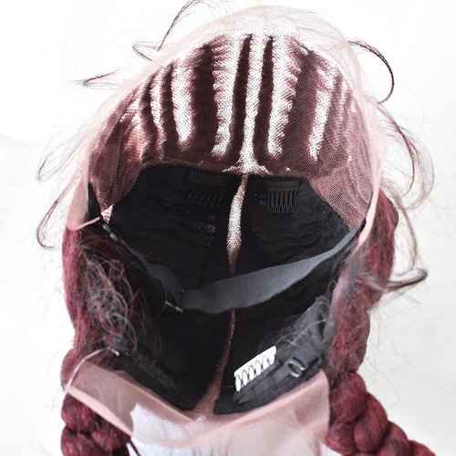 FACE MIRACLE Hand Braided 12"×5" Lace Front Cornrow Wigs 2 Ponytails Soft Lace Frontal Twist Braided Wigs with Baby Hair for Black Women (24", T1B/BUG#)