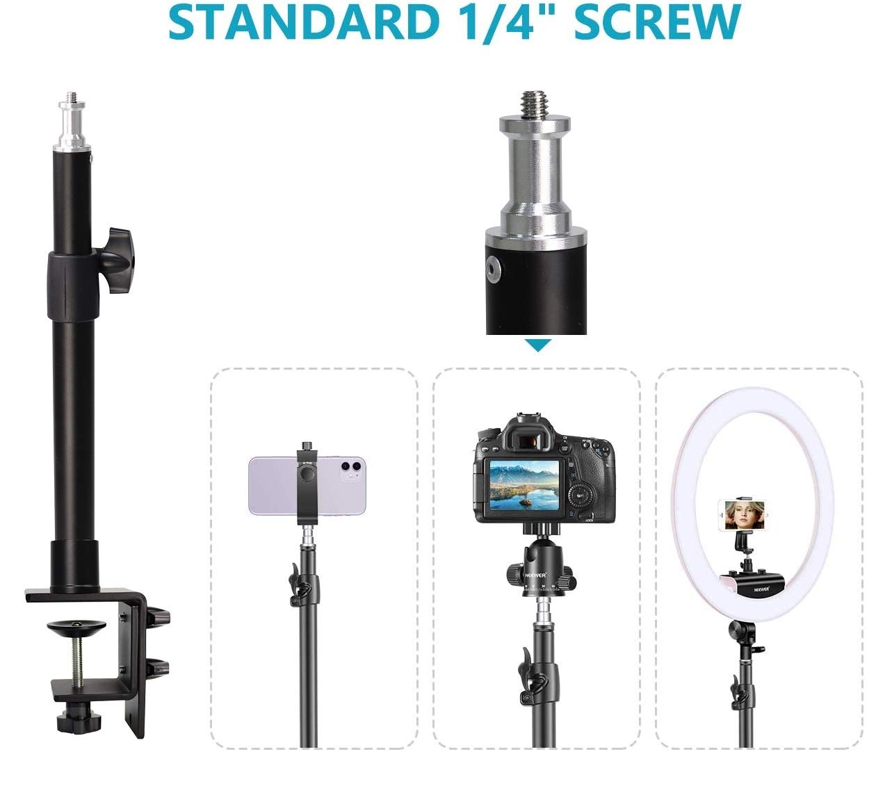 AceTaken Webcam Holder with Table Clamp Compatible with Logitech StreamCam C920x Brio C922x C930e C925e C615 Webcams and Lights