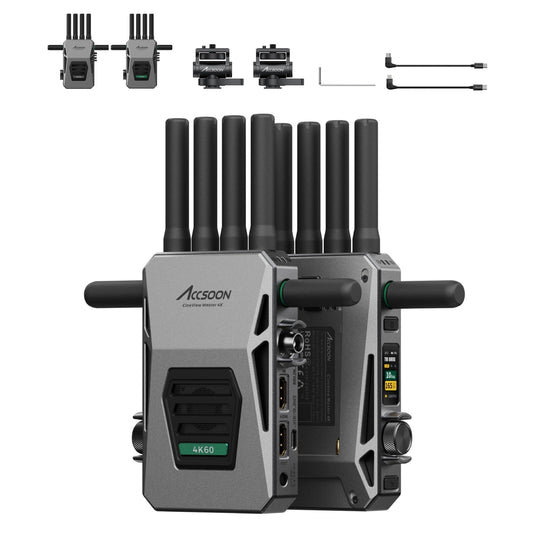 Accsoon CineView Master 4K 60P/25ms Wireless HDMI/SDI Video Transmitter Receiver- Tri-Band (2.4/5/6GHz), iPhone/iPad Pro Monitoring with Charging,1-Wired+4-Wireless Connection, Real-time Live Stream