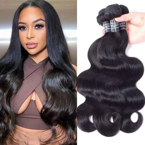 Amella Hair 100% Unprocessed Virgin Brazilian Human Hair Brazilian 22 20 18 inch Body Wave 3 Bundles Hair Extensions Grade 8A Remy Human Hair Bundles Natural Black Color