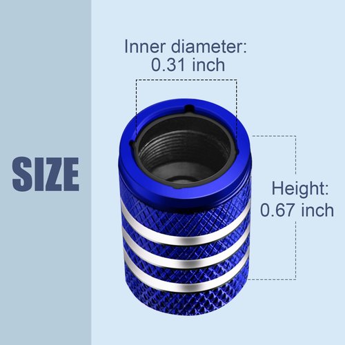 Tire Valve Stem Caps Cover - (5 Pack) Tire Air Cap N2 Nitrogen Metal with Plastic Liner Corrosion Resistant Leak-Proof for Car Truck Motorcycle Bike Blue
