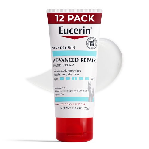 Eucerin Advanced Repair Hand Cream, Lotion for Very Dry Skin Use After Washing with Hand Soap, Fragrance Free, 2.7 oz, 12 Count (Pack of 4)
