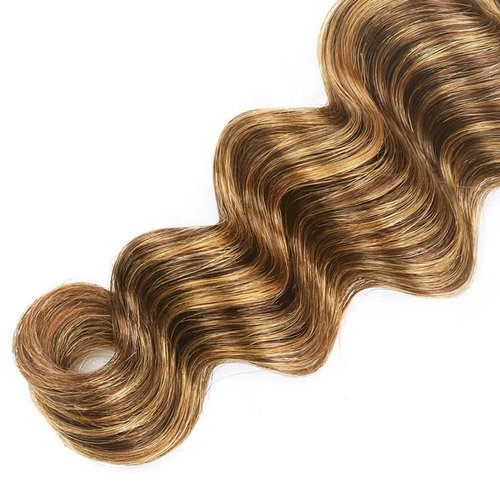 Honey Brown Human Hair Bundles P4/27 Deep Wave Bundles 18 20 22 inch LadrXadr Ombre Highlight Human Hair Bundle 3 Tone 300g