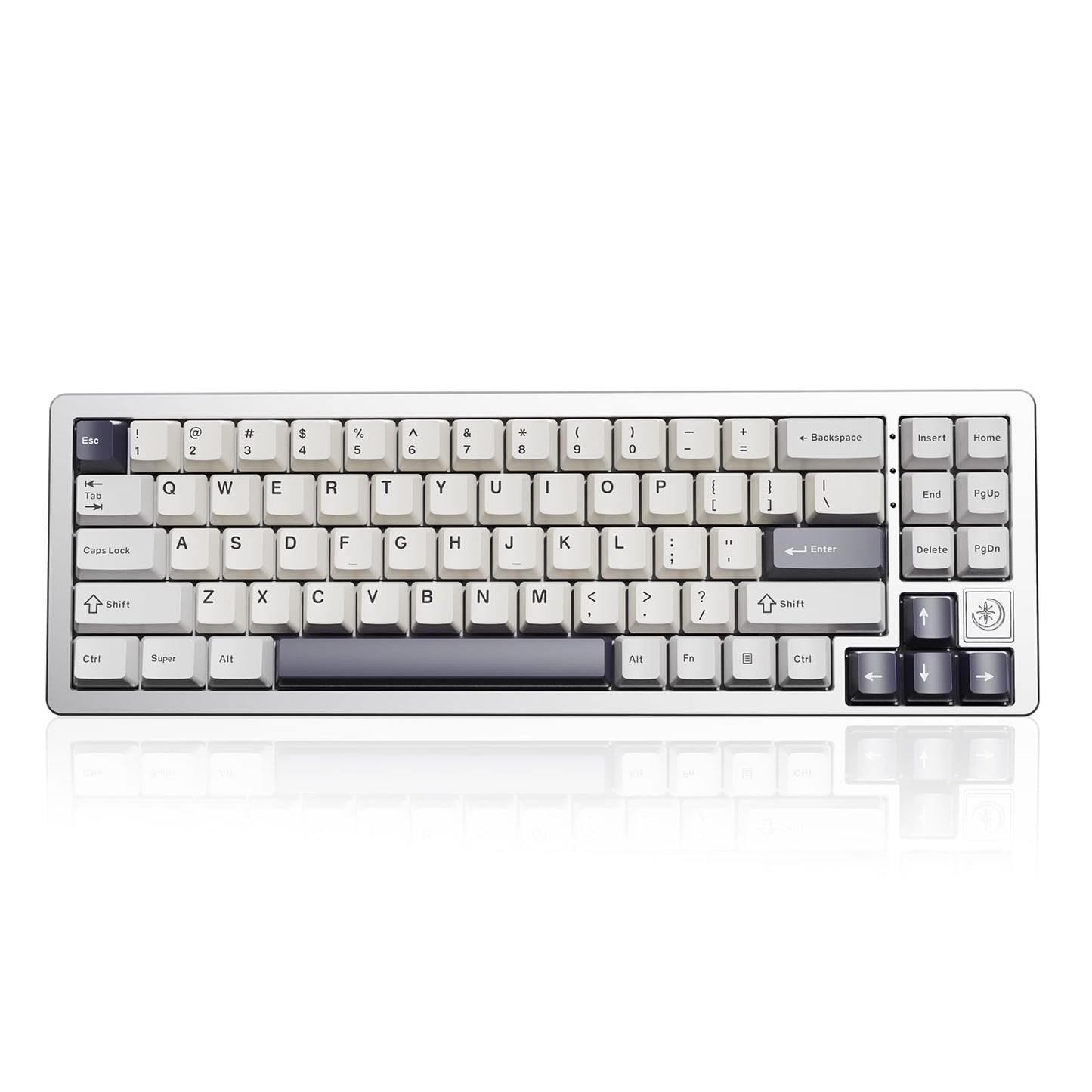 YUNZII AL71 68% Mechanical Keyboard (Siver, Crystal White Switch) and Full Keycap Set (Spring Tea) Bundle