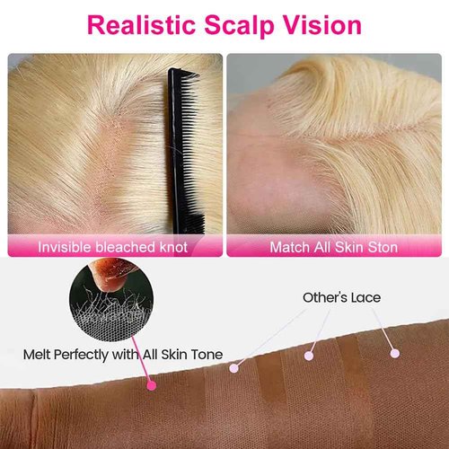 Tuneful 613 13x6 Lace Front Wig Human Hair 28 Inch Straight Blonde Lace Front Wigs Human Hair 220% Density Pre Plucked 613 HD Lace Frontal Wig with Baby Hair