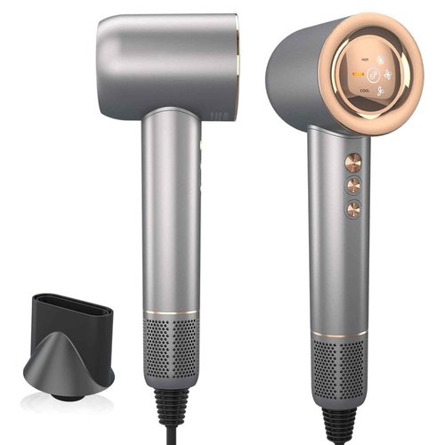 JINRI Hair Dryer, High-Speed Ionic Low Noise Blow Dryer with Brushless Motor for Fast Drying, Thermo-Control Quiet Compact Hair Blow Dryer with Magnetic Nozzle for Home Travel Salon