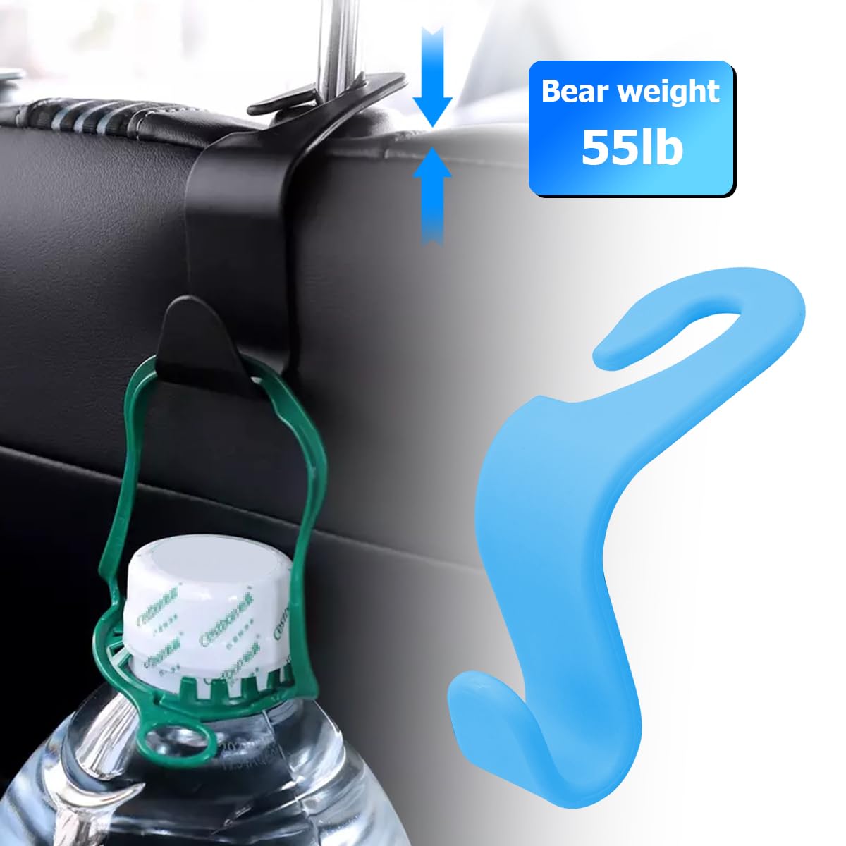 4PCS Car Back Seat Headrest Hooks, Rear Car Seat Storage Headrest Hanger Holder Hooks Organizer, Universal Auto Interior Accessories for Bag Purse Handbag Cloth Coats Grocery (Light Blue)