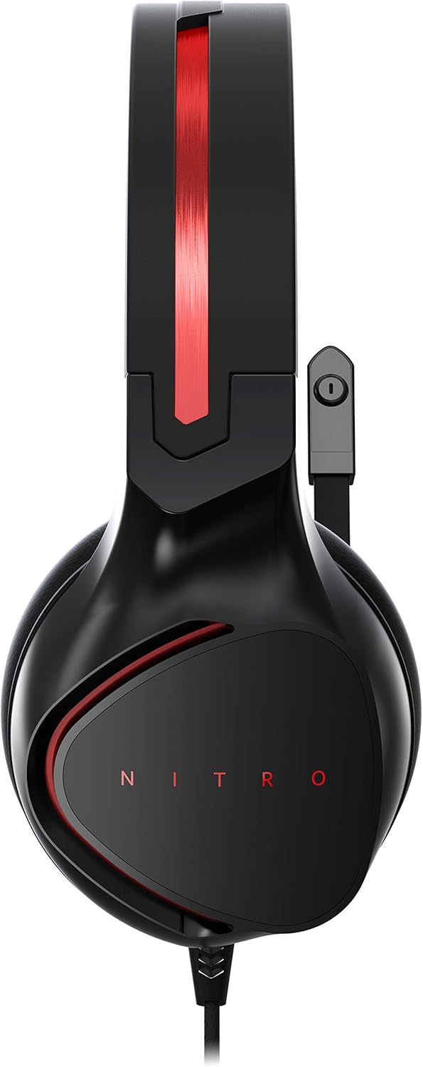 Acer Nitro Gaming Headset (Adjustable Headband, Omnidirectional Microphone, 100 dB Sensitivity) Black/Red