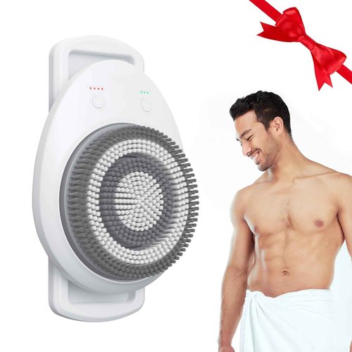 Wall-Mounted Electric Back Scrubber for Shower, 360° Electric Spin Shower Cleaner Brush No Need to Drill for Daily Bath and Deep Cleaning