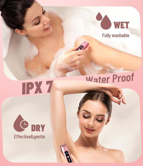 WUDTI Electric Bikini Trimmer for Women: Razor & Shaver with Dual Heads for Body Pubic Hair, IPX7 Waterproof with LED Display - Rechargeable Lady Trimmer for Underarm Body Leg Face