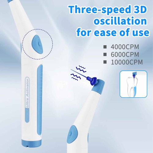 Gen Guan Ultra Cleaning Activator Sonic Irrigator with 60pcs Tips, Ergonomic Diagonal Design and Three-Speed 3D Oscillation, Clean the Internal Dirt, Blue Indicate Light