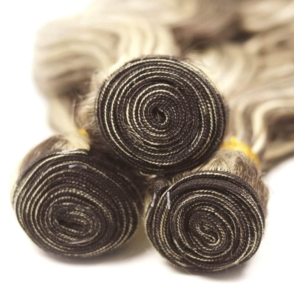 Giginger P4/613 Chocolate Brown Blonde Body Wave Human Hair Bundles 18 20 22 Inch Highlight Body Wave Bundles Weave Bundles Human Hair 4/613 Human Hair Bundles