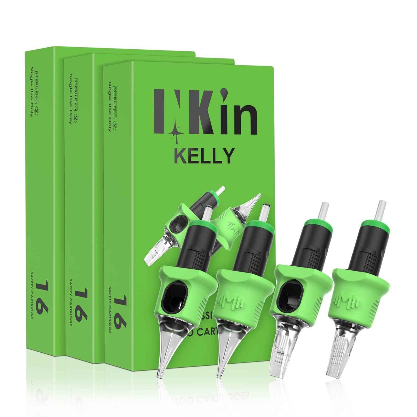 INKin Kelly 80Pcs Finger Ledge Assorted Tattoo Cartridges Needles 3RL 5RL 7RL 9RL 11RL Round Liner #10 Bugpin Mix Kit L-Taper with Membrane Tattoo Machine Pen Supply