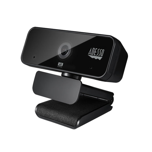 Adesso Cybertrack H6 4K Ultra HD USB Webcam with Built-in Dual Microphone & Privacy Shutter Cover, Black