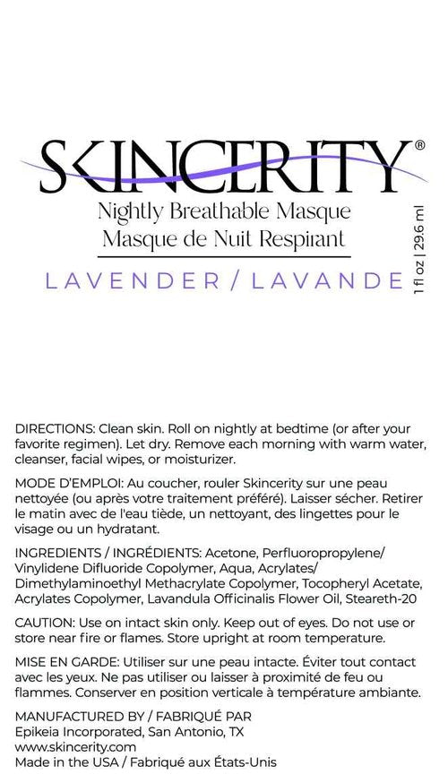 Skincerity Nightly Breathable Masque - Lavender
