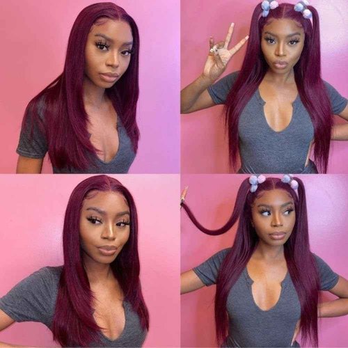 REMY HAIR Red Human Hair Bundles 99j Straight 12 14 16 Inch Burgundy Unprocessed Brazilian Virgin Hair 3 Bundles Auburn Double Weft Extension