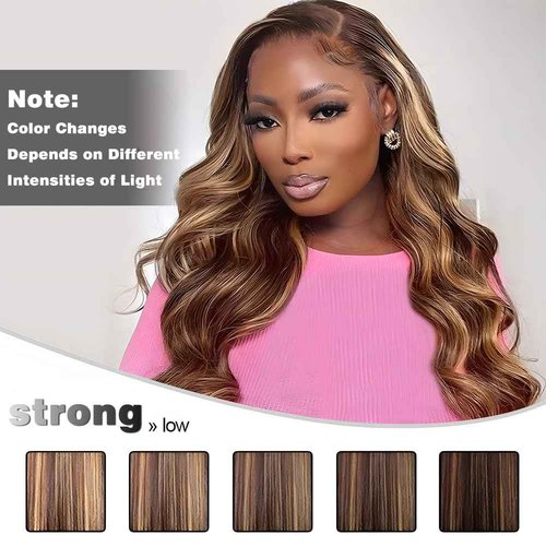Aopusi Highlight Bundles Human Hair 4/27 Body Wave Bundles Ombre Honey Blonde Bundles 10A Grade 100% Unprocessed Brazilian Virgin Remy Hair Weft Piano Color(14 16 18 20 Inch)