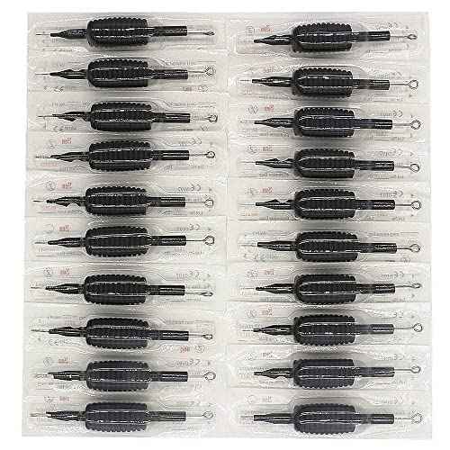Tattoo Needles and Tubes Combo - 20Pcs Disposable Tattoo Tubes with Matching Mixed Tattoo Needles 3RL 5RL 7RL 9RL 5RS 7RS 9RS 5M1 7M1 9M1 for Tattoo Supplies Tattoo Machine (Black+Black-20pcs)