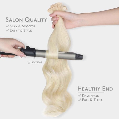 WENNALIFE Invisi Edge Tape in Hair Extensions Human Hair, 18 Inch 50g 20pcs Platinum Blonde Invisible Luxury Remy Hair Extensions Natural Seamless Injected Tape Ins Straight Extensiones De Cabello