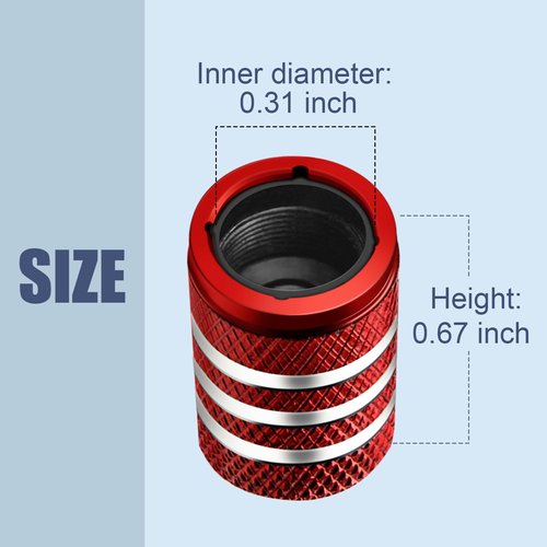 Tire Valve Stem Caps Cover - (5 Pack) Tire Air Cap N2 Nitrogen Metal with Plastic Liner Corrosion Resistant Leak-Proof for Car Truck Motorcycle Bike Red