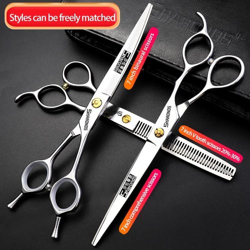 7/8 inch Haircut Scissors Hair Salon Styling Cut Hair Tools Thin Hairdresser Hair Special Tools (7-inch 3pc-B)