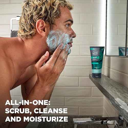 DOVE MEN + CARE Body and Face Scrub Eucalyptus Deeply Exfoliates for Hydrated & Nourished Skin 100% Gentle Cleanser, No Sulfate Cleansers or Parabens 9 oz