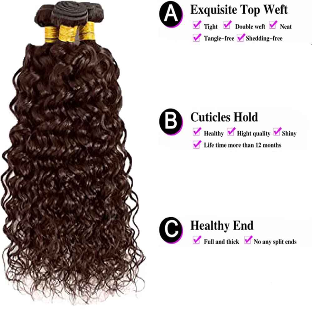 28 28 28 Inch Color #4 Bundle Chocolate Brown Water Wave Human Hair Bundles Color #4 Wet and Wavy Bundles Human Hair Dark Brown Ocean Wave Bundle