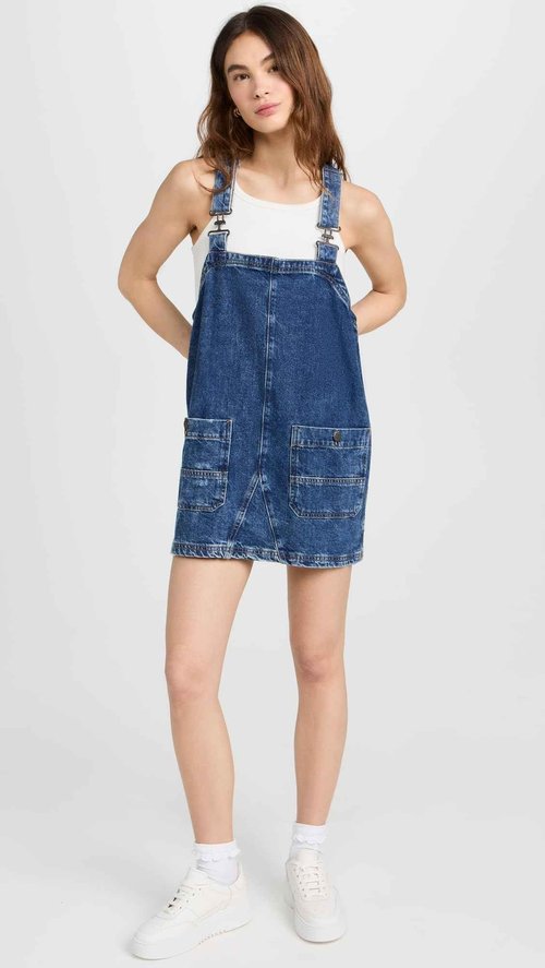Free People Women's Overall Smock Mini, Sapphire Wash