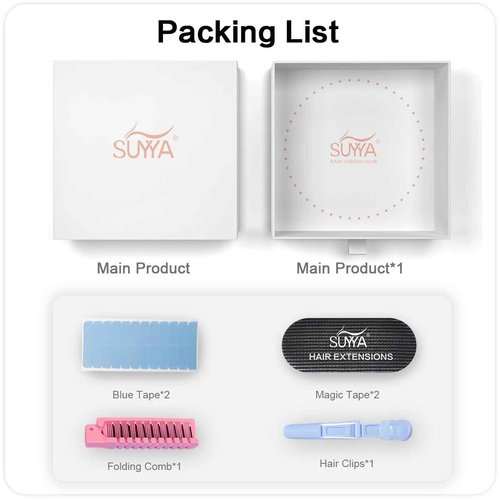 SUYYA Invisible Tape in Hair Extensions Human Hair Darkest Brown Seamless Injected Hand-Tied Pro Quality Virgin Human Hair 20PCS 50G/Pack Straight Tape Ins(18 inch #2 Darkest Brown)