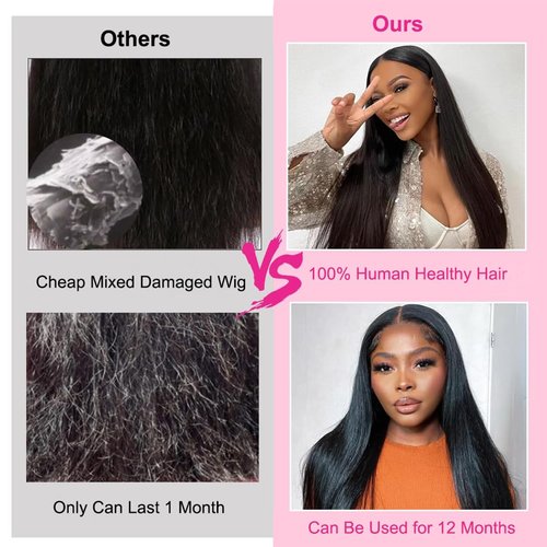 BELE 13x4 Lace Front Wigs Human Hair 16 Inch 200% Density Pre Plucked Brazilian Virgin Straight Skinlike Real Hd Lace Frontal Wigs Human Hair Glueless Straight Lace Front Wigs for Women